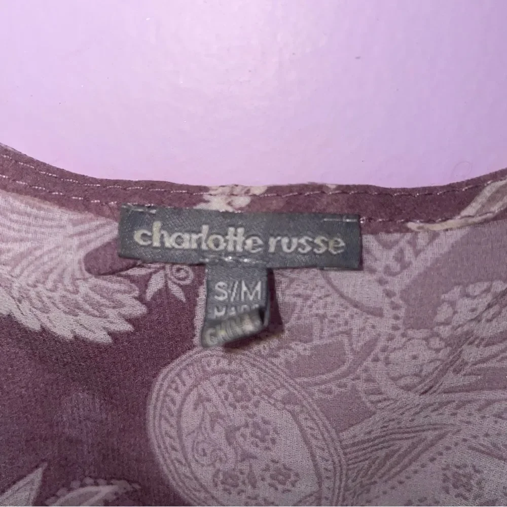 Charlotte Russe M Duster Purple Boho Paisley Robe Open Front Longline Cardigan